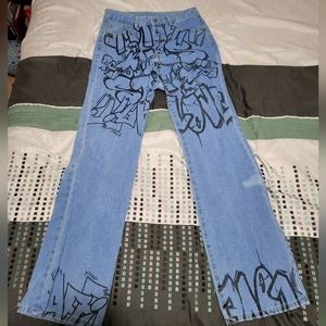 Shein graphic, straight leg jeans.